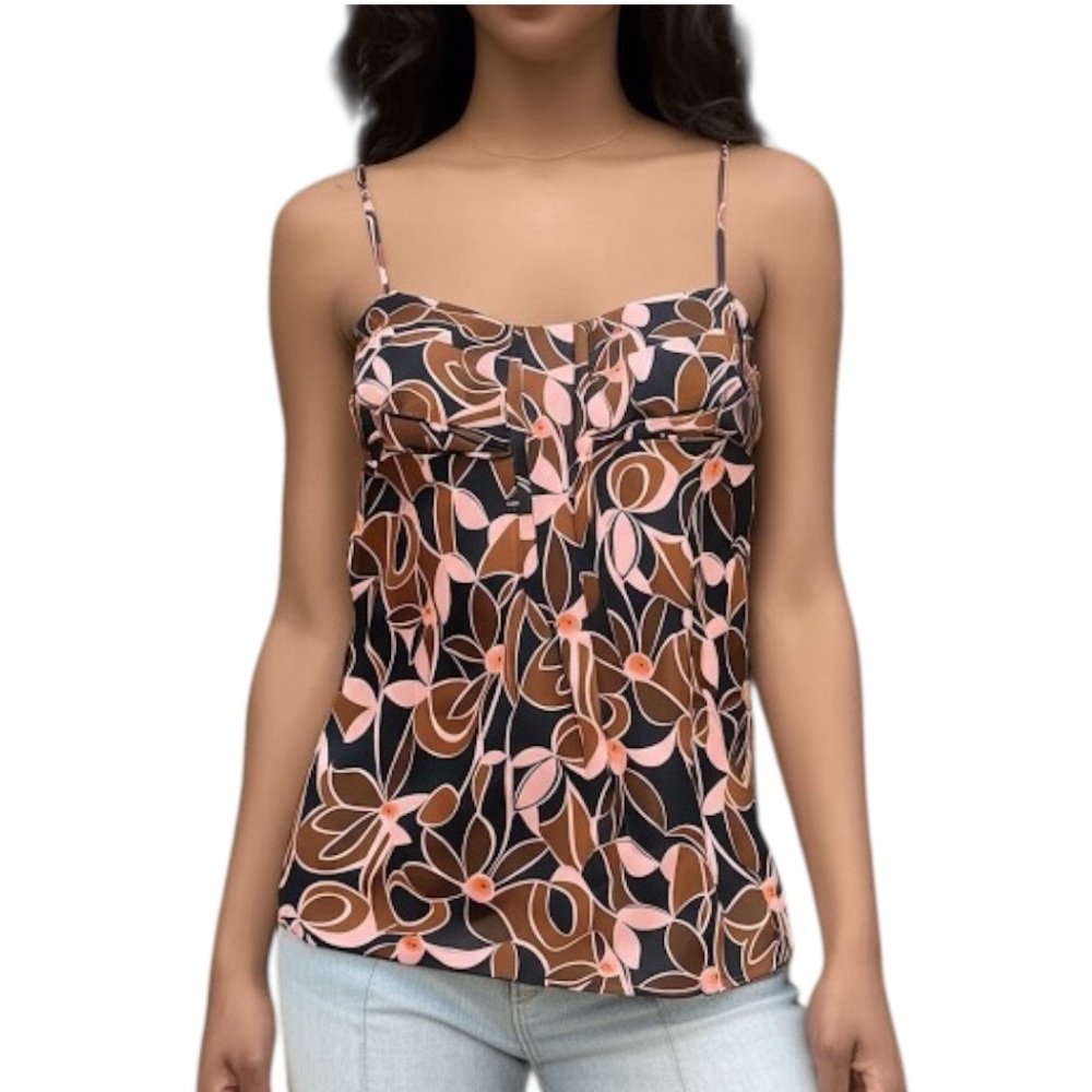 Mixit Y2K Satin Brown & Black Babydoll Camisole Tank Size Medium